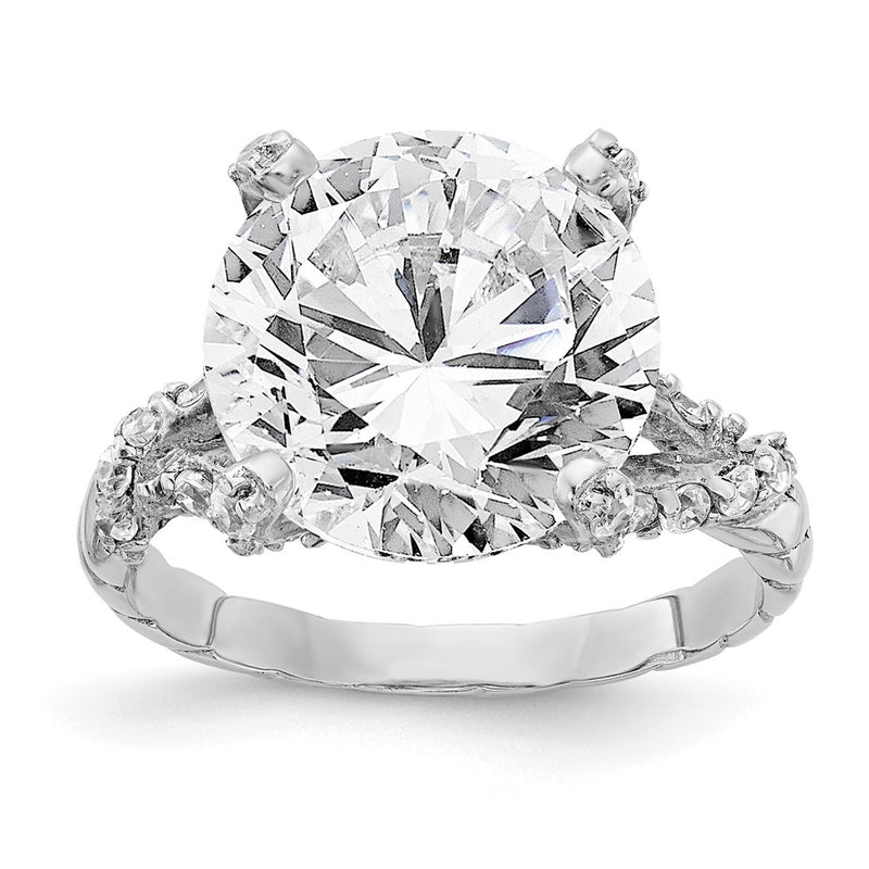 Sterling Silver Cheryl M Rhodium-Plated Fancy Brilliant-Cut Cz Ring