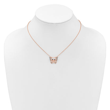 Sterling Silver Cheryl M Rose Gold-Plated CZ Flying Pig 16in w/2in Ext Necklace