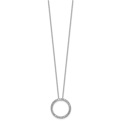 Sterling Silver Cheryl M Rhodium Plated CZ Circle 16in W/ 2in Ext Necklace
