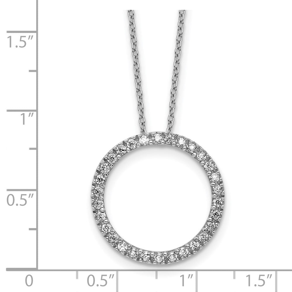 Sterling Silver Cheryl M Rhodium Plated CZ Circle 16in W/ 2in Ext Necklace