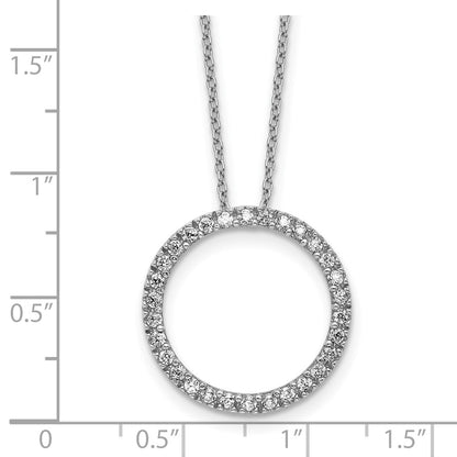Sterling Silver Cheryl M Rhodium Plated CZ Circle 16in W/ 2in Ext Necklace
