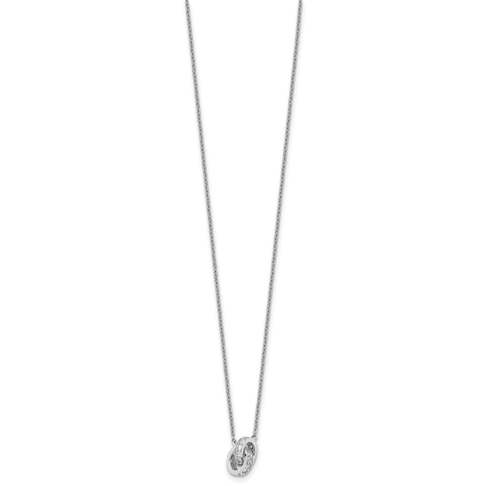 Sterling Silver Cheryl M Rh-Pltd CZ Interlocking Circles 16in W/ 2in Ext Necklace