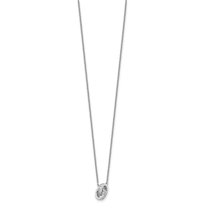 Sterling Silver Cheryl M Rh-Pltd CZ Interlocking Circles 16in W/ 2in Ext Necklace