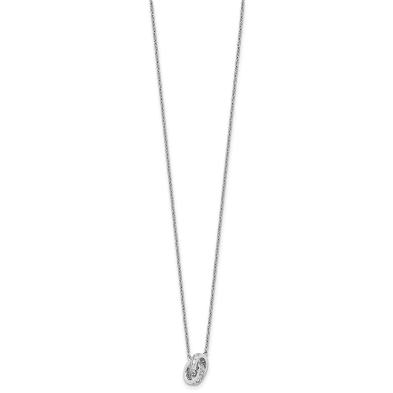 Sterling Silver Cheryl M Rh-Pltd CZ Interlocking Circles 16in W/ 2in Ext Necklace