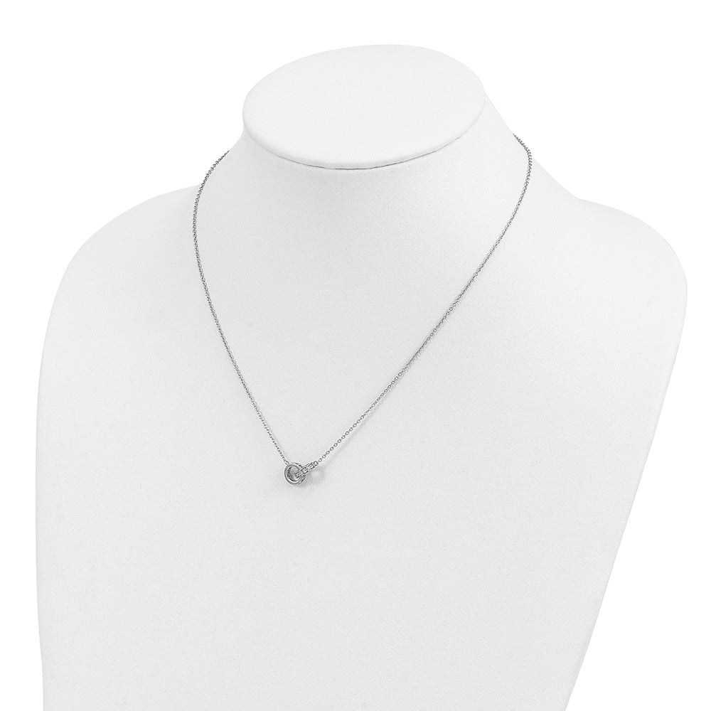 Sterling Silver Cheryl M Rh-Pltd CZ Interlocking Circles 16in W/ 2in Ext Necklace