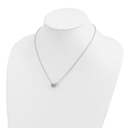 Sterling Silver Cheryl M Rh-Pltd CZ Interlocking Circles 16in W/ 2in Ext Necklace