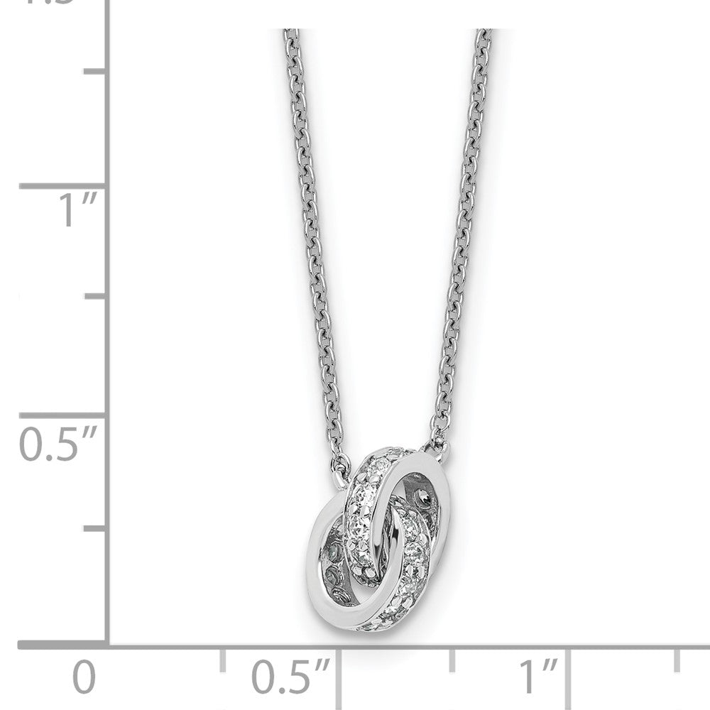Sterling Silver Cheryl M Rh-Pltd CZ Interlocking Circles 16in W/ 2in Ext Necklace