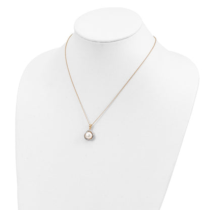 Sterling Silver Cheryl M Gold-Plated Fwc Pearl & CZ 16in W/ 2in Ext Necklace