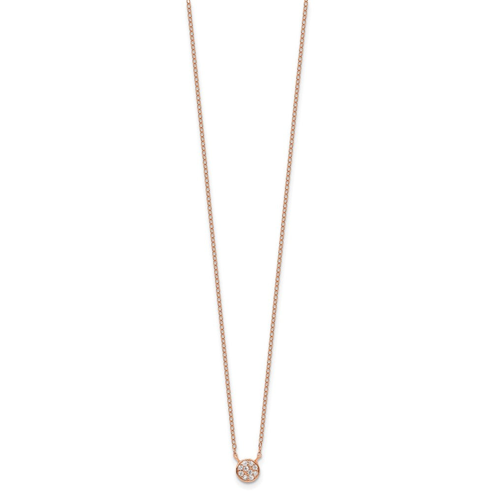 Sterling Silver Cheryl M Rose Gold-Pltd CZ Cluster Circle 16in W/ 2in Ext Necklace