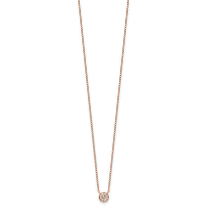 Sterling Silver Cheryl M Rose Gold-Pltd CZ Cluster Circle 16in W/ 2in Ext Necklace