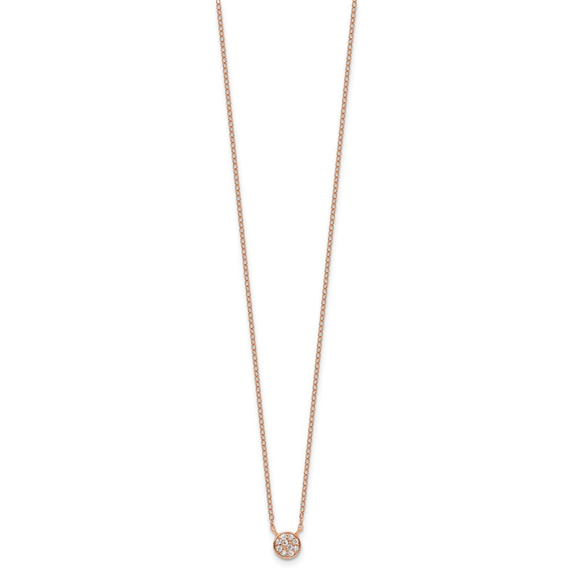 Sterling Silver Cheryl M Rose Gold-Pltd CZ Cluster Circle 16in W/ 2in Ext Necklace