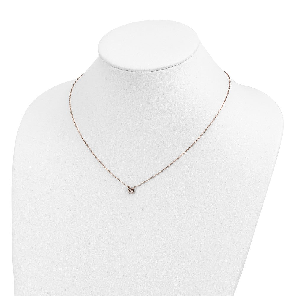 Sterling Silver Cheryl M Rose Gold-Pltd CZ Cluster Circle 16in W/ 2in Ext Necklace