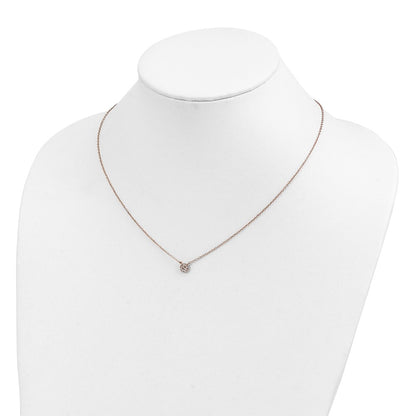Sterling Silver Cheryl M Rose Gold-Pltd CZ Cluster Circle 16in W/ 2in Ext Necklace