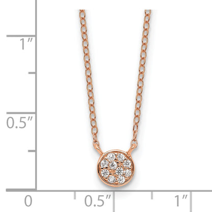 Sterling Silver Cheryl M Rose Gold-Pltd CZ Cluster Circle 16in W/ 2in Ext Necklace