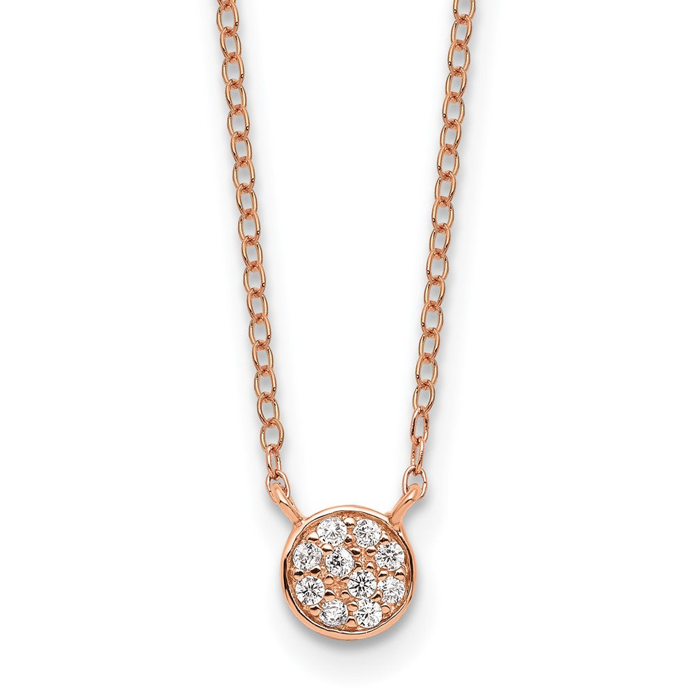 Sterling Silver Cheryl M Rose Gold-Pltd CZ Cluster Circle 16in W/ 2in Ext Necklace