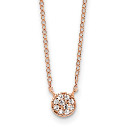 Sterling Silver Cheryl M Rose Gold-Pltd CZ Cluster Circle 16in W/ 2in Ext Necklace