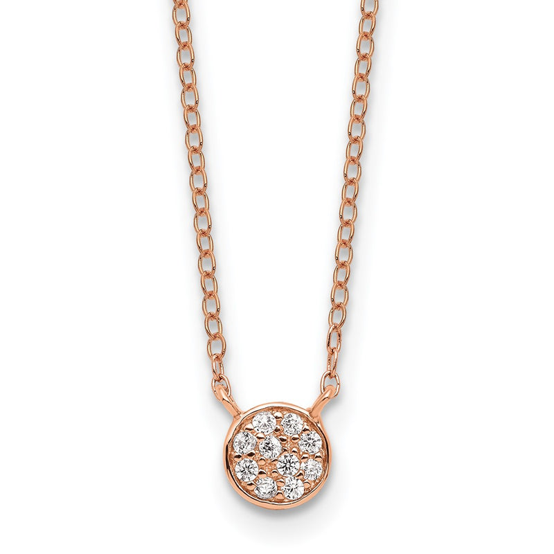 Sterling Silver Cheryl M Rose Gold-Pltd CZ Cluster Circle 16in W/ 2in Ext Necklace