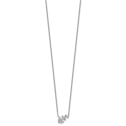 Sterling Silver Cheryl M Rhodium-Plated CZ Anchor 16in W/ 2in Ext Necklace