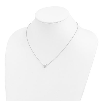 Sterling Silver Cheryl M Rhodium-Plated CZ Anchor 16in W/ 2in Ext Necklace