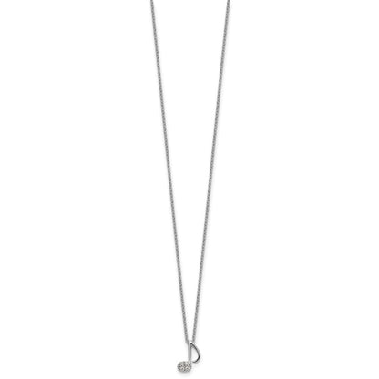Sterling Silver Cheryl M Rhodium Plated CZ Music Note 16in w/2in Ext Necklace