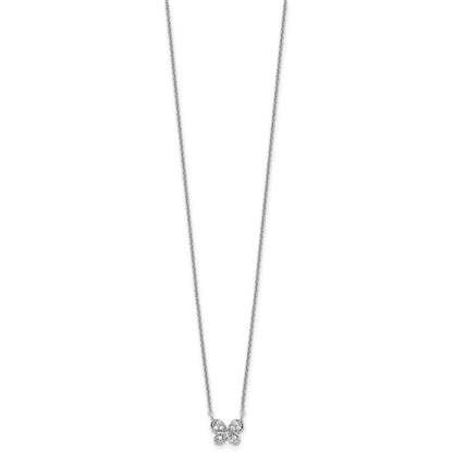 Sterling Silver Cheryl M Rhodium-Plated CZ Butterfly 16in W/ 2in Ext Necklace