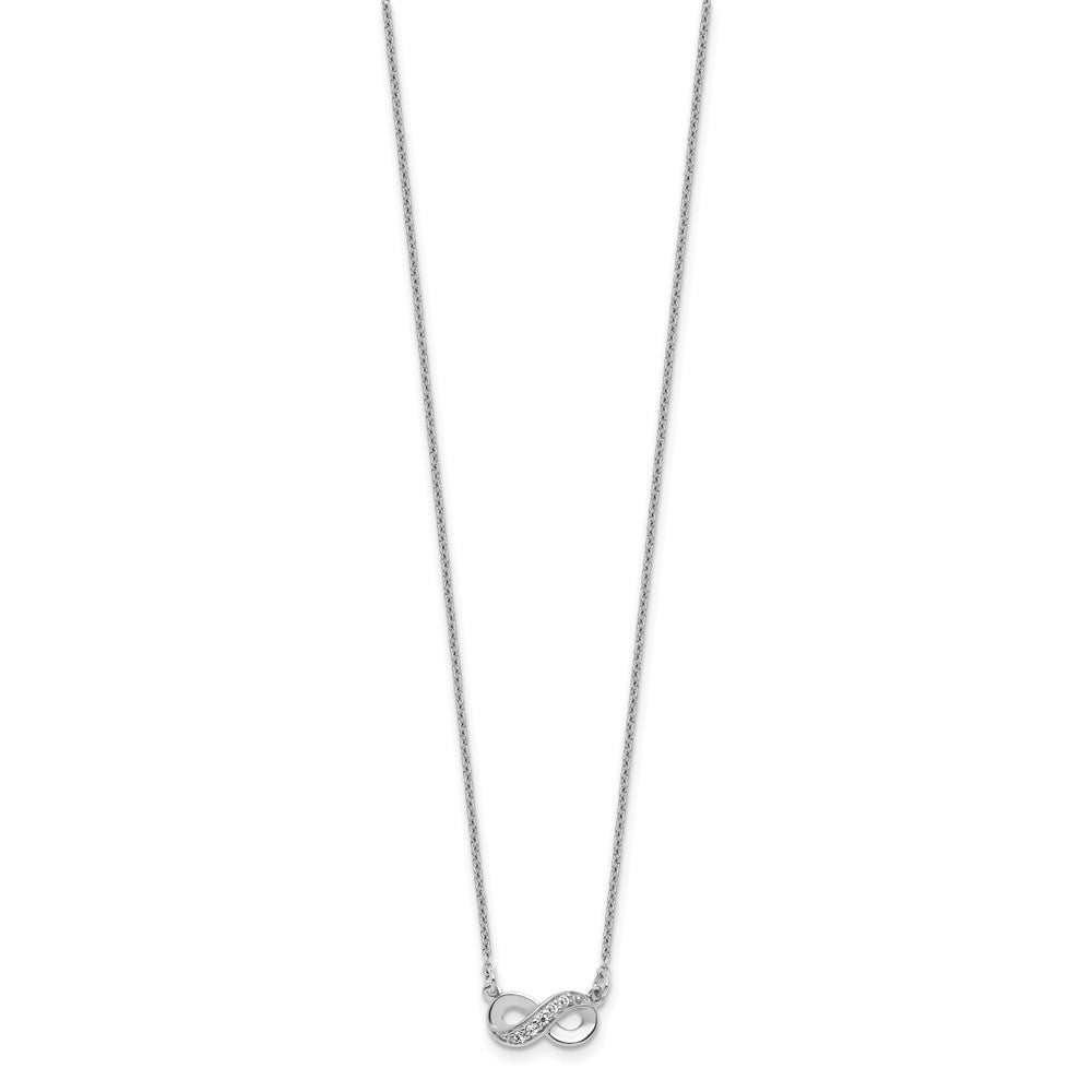 Sterling Silver Cheryl M Rhodium Plated Polished CZ Infinity 16in W/ 2in Ext Necklace