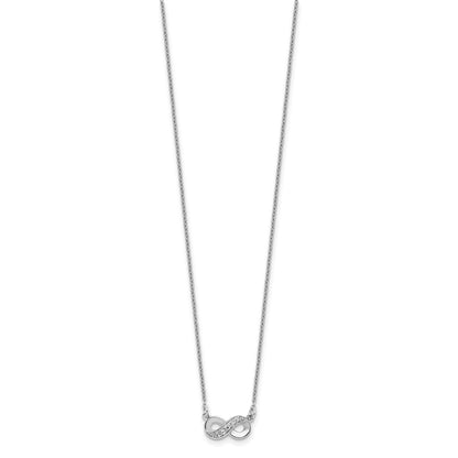 Sterling Silver Cheryl M Rhodium Plated Polished CZ Infinity 16in W/ 2in Ext Necklace