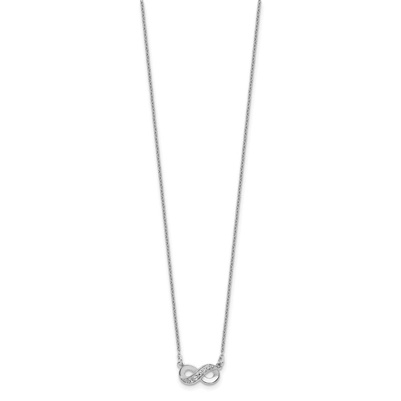 Sterling Silver Cheryl M Rhodium Plated Polished CZ Infinity 16in W/ 2in Ext Necklace