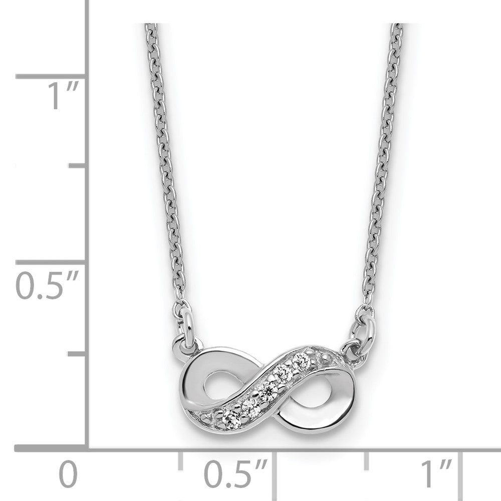 Sterling Silver Cheryl M Rhodium Plated Polished CZ Infinity 16in W/ 2in Ext Necklace