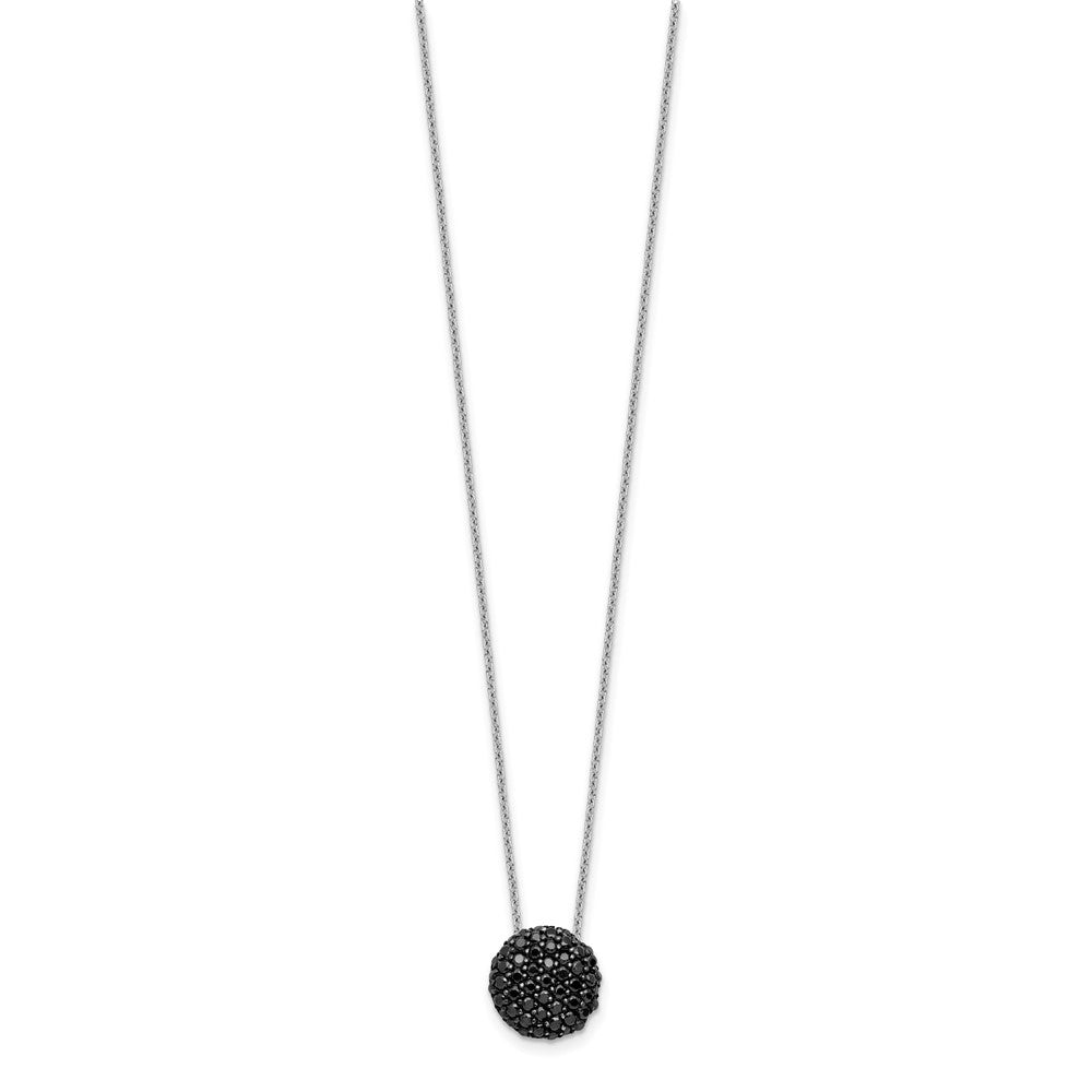 Sterling Silver Cheryl M Hematite/rh-Pltd Black CZ Circle 16in w/2in Ext Necklace