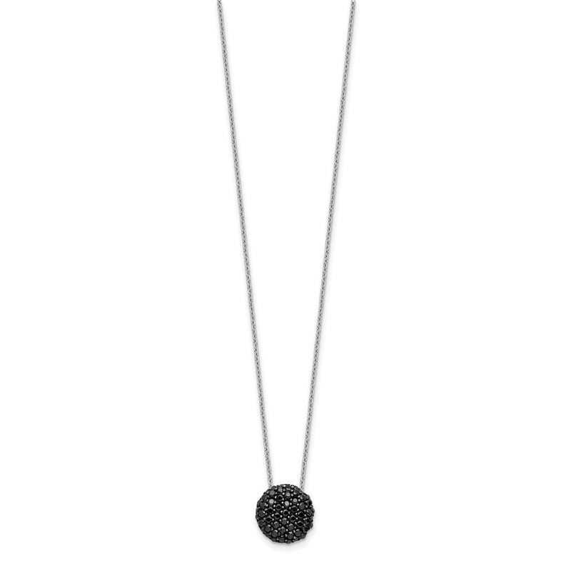 Sterling Silver Cheryl M Hematite/rh-Pltd Black CZ Circle 16in w/2in Ext Necklace