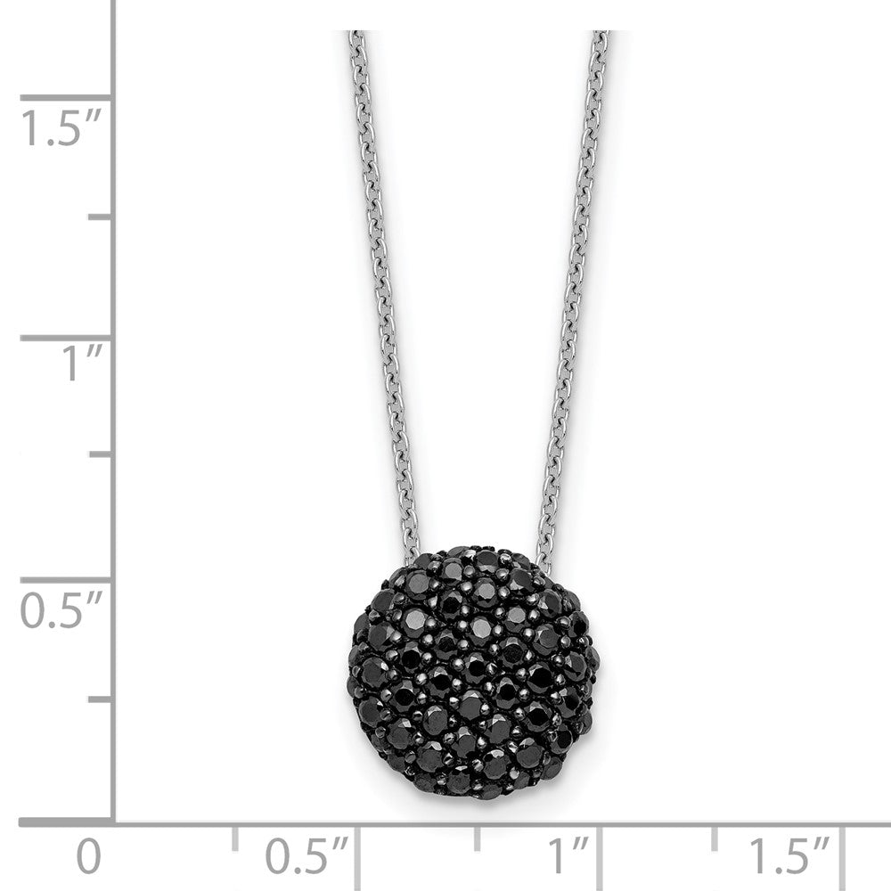 Sterling Silver Cheryl M Hematite/rh-Pltd Black CZ Circle 16in w/2in Ext Necklace