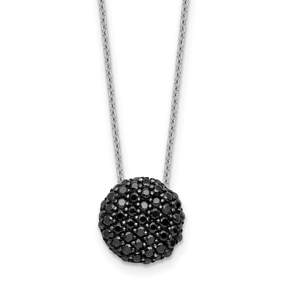 Sterling Silver Cheryl M Hematite/rh-Pltd Black CZ Circle 16in w/2in Ext Necklace