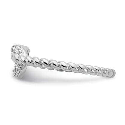 Sterling Silver Cheryl M Rhodium-Plated Brilliant-Cut Cz Knot Ring