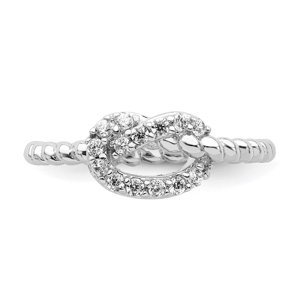 Sterling Silver Cheryl M Rhodium-Plated Brilliant-Cut Cz Knot Ring