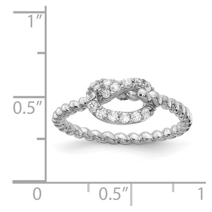 Sterling Silver Cheryl M Rhodium-Plated Brilliant-Cut Cz Knot Ring