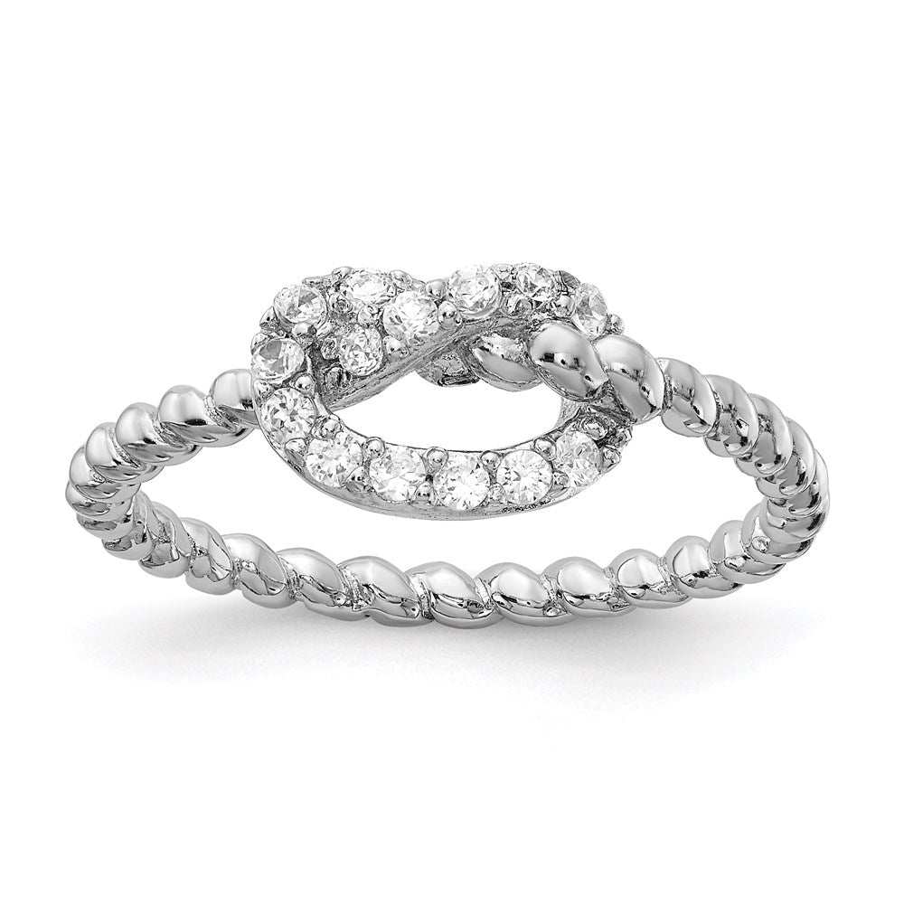 Sterling Silver Cheryl M Rhodium-Plated Brilliant-Cut Cz Knot Ring
