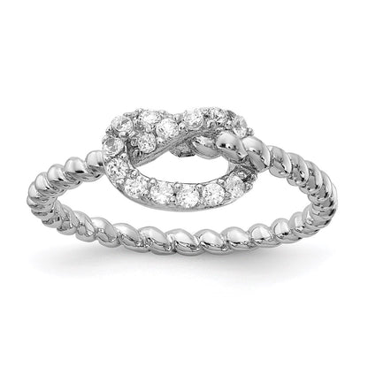 Sterling Silver Cheryl M Rhodium-Plated Brilliant-Cut Cz Knot Ring