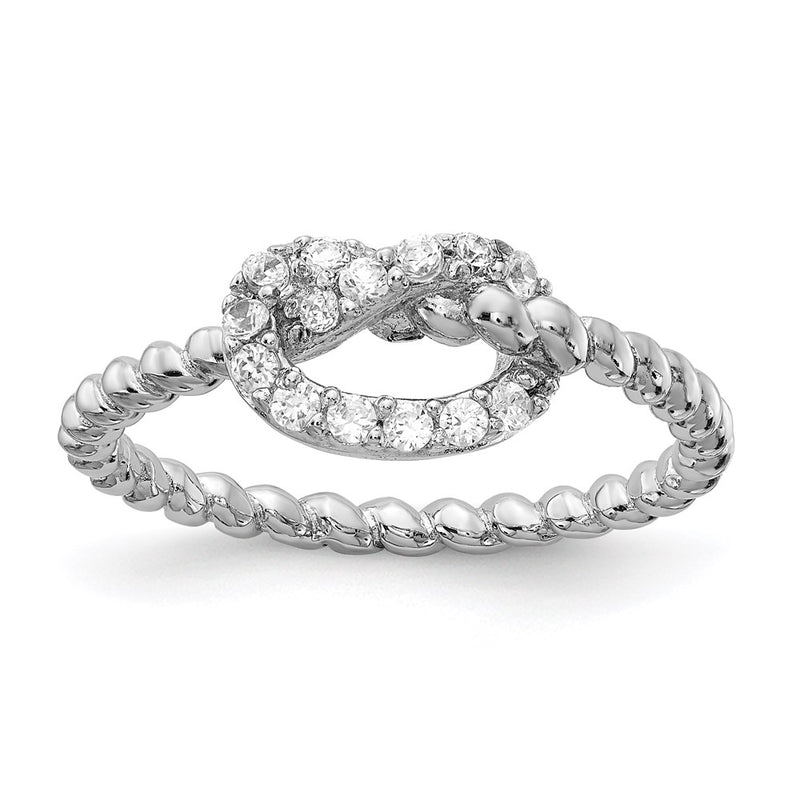 Sterling Silver Cheryl M Rhodium-Plated Brilliant-Cut Cz Knot Ring