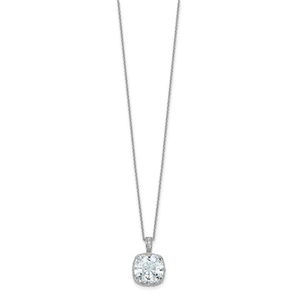 Sterling Silver Cheryl M Rhodium Plated Gallery Cushion-Cut CZ 18in Necklace