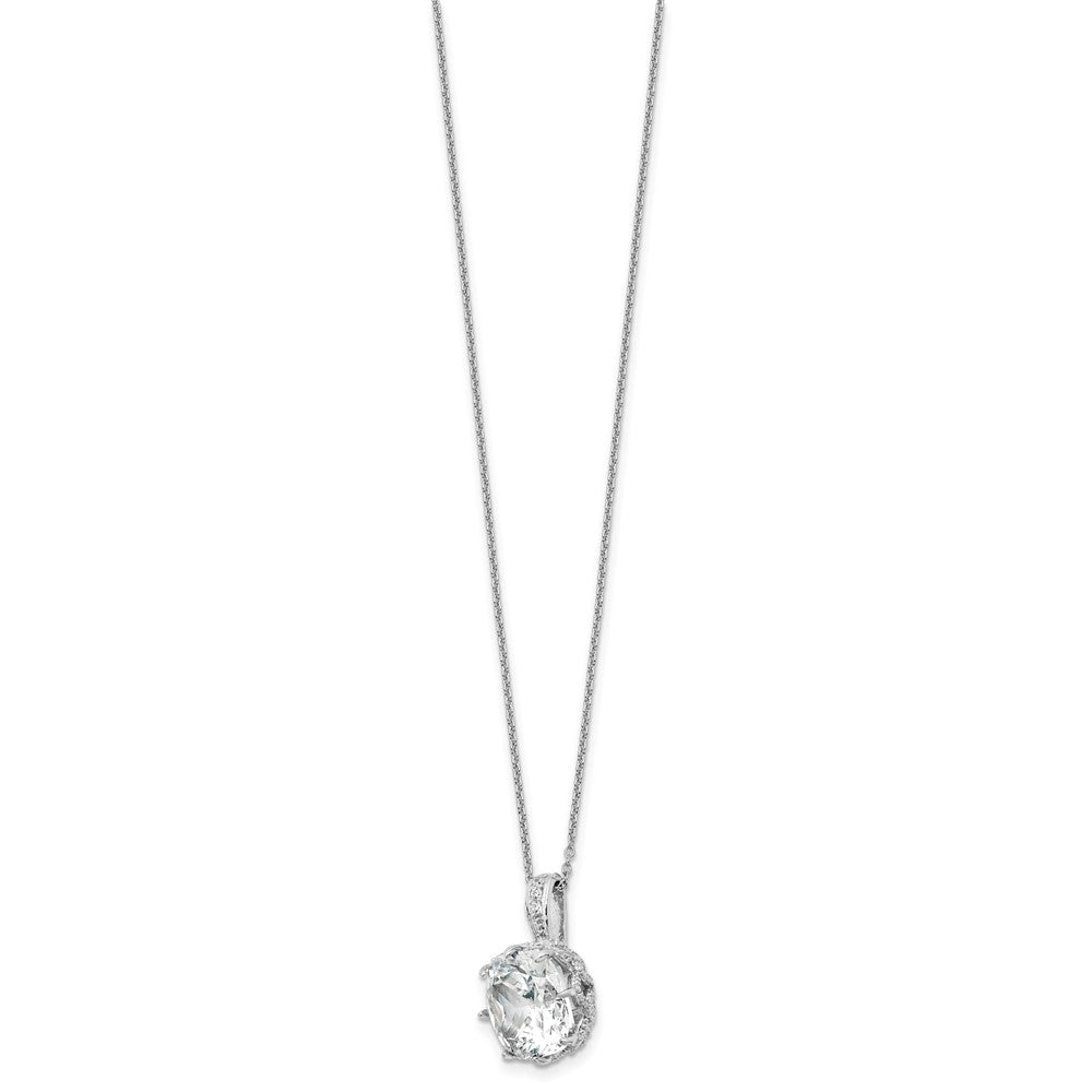 Sterling Silver Cheryl M Rhodium Plated Gallery Cushion-Cut CZ 18in Necklace