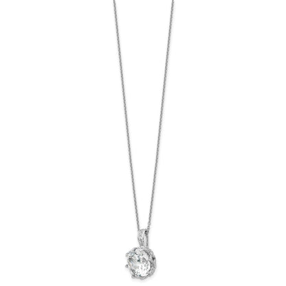 Sterling Silver Cheryl M Rhodium Plated Gallery Cushion-Cut CZ 18in Necklace