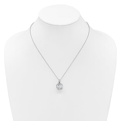 Sterling Silver Cheryl M Rhodium Plated Gallery Cushion-Cut CZ 18in Necklace