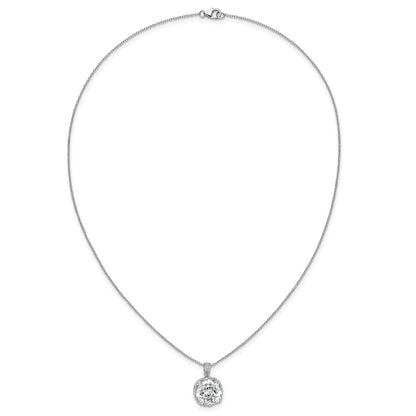Sterling Silver Cheryl M Rhodium Plated Gallery Cushion-Cut CZ 18in Necklace