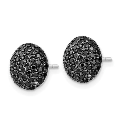 Sterling Silver Cheryl M Rh-Pltd Black Rhodium Black CZ Circle Post Earrings