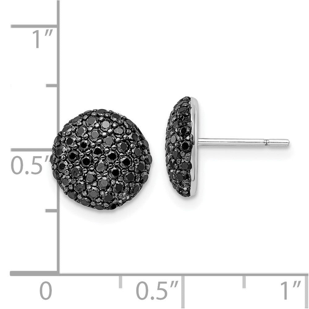 Sterling Silver Cheryl M Rh-Pltd Black Rhodium Black CZ Circle Post Earrings