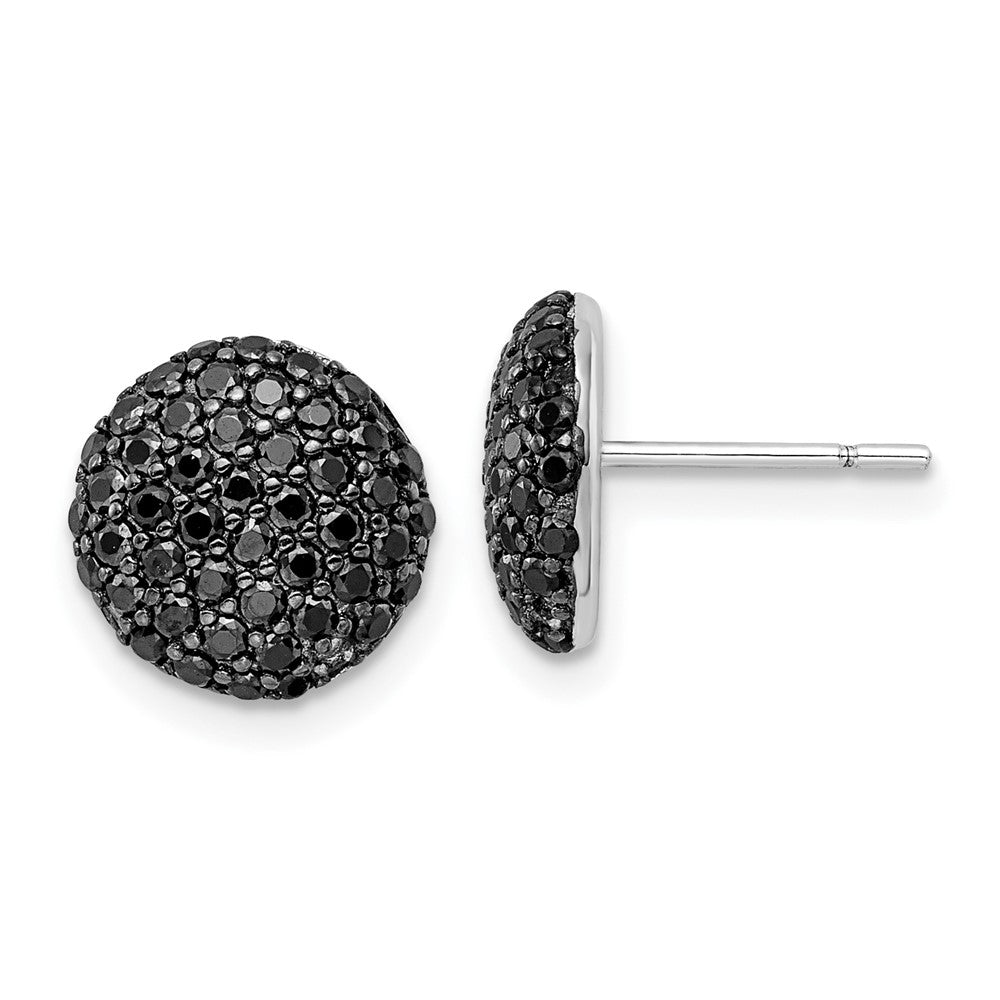Sterling Silver Cheryl M Rh-Pltd Black Rhodium Black CZ Circle Post Earrings