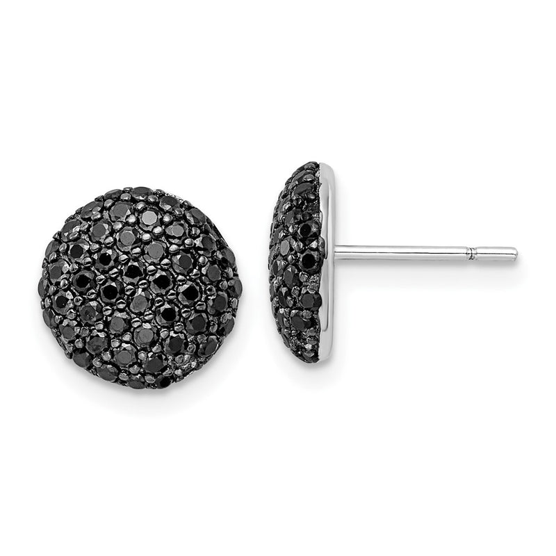 Sterling Silver Cheryl M Rh-Pltd Black Rhodium Black CZ Circle Post Earrings