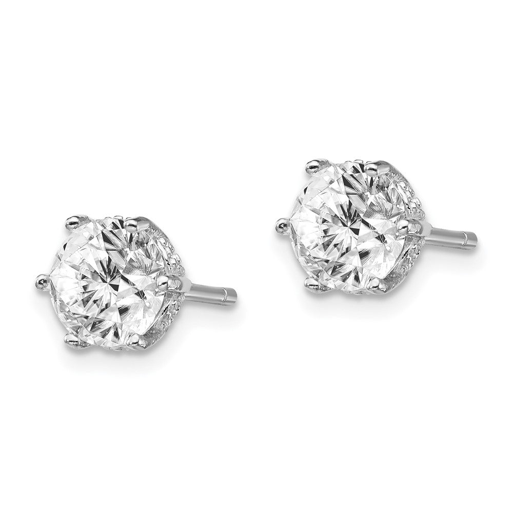Sterling Silver Cheryl M Rhodium-Plated Brilliant-Cut 6.5mm Cz Post Stud Earrings