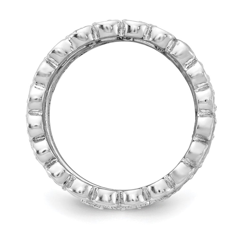 Sterling Silver Cheryl M Rhodium-Plated Brilliant-Cut Cz 5 Piece Eternity Ring Set